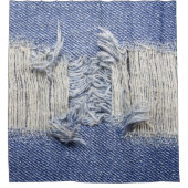 破れたブルーデニム:ジーンズの質感。 シャワーカーテン (正面)