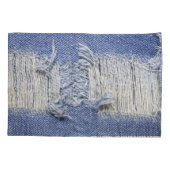 破れたブルーデニム：ジーンズの質感。 枕カバー (裏面)