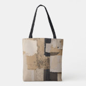 "破れたページデザイン枕 – クリームと黒Riso Te トートバッグ (裏面)