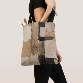 "破れたページデザイン枕 – クリームと黒Riso Te トートバッグ (クローズアップ)