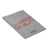 破れたモダングレー&ピンク勇気タイポグラフィ ノートブック (右側)