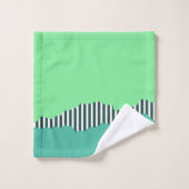 破れたモダンターコイズストライプグリーンレイヤ バスタオルセット (ウォッシュタオル)