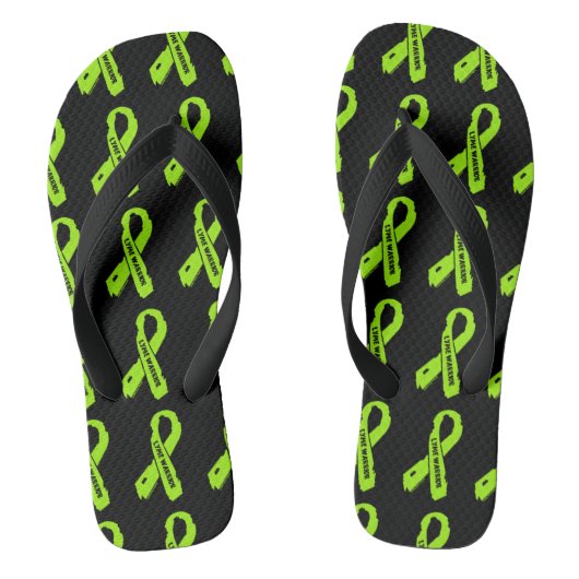 破れたリボン/戦士…ライム ビーチサンダル (フットベッド)