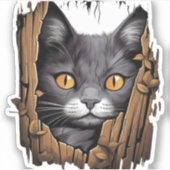 破れた生地から可愛い子猫 – Cats Tシャツ シール (正面)