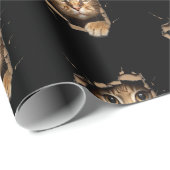 破れた生地の猫からかわいい子猫 ラッピングペーパー (ロールコーナー)