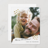 破れた紙のゴールドドット写真 ミニマルクリスマス シーズンカード (正面/裏面)