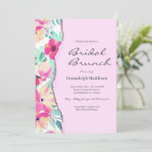 破れた紙のトロピカルフラワーブライダルランチ 招待状 (スタンド正面)