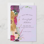 破れた紙のボヘミアンワイルドフラワーの水彩画ウェディング セーブザデート (正面)