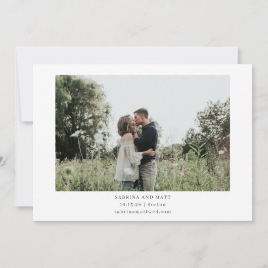 破れた紙の端の手書きスクリプト写真 ウェディング セーブザデート (裏面)