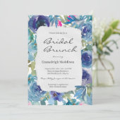 破れた紙マーメイドブルーフローラブライダルブランチ 招待状 (スタンド正面)