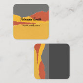 破れた紙モダン抽象芸術アートオレンジとグレー スクエア名刺 (正面/裏面)
