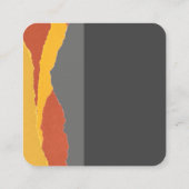破れた紙モダン抽象芸術アートオレンジとグレー スクエア名刺 (裏面)