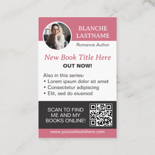 破れた紙ロマンス作家ブックリリースマーケティング 名刺 (裏面)