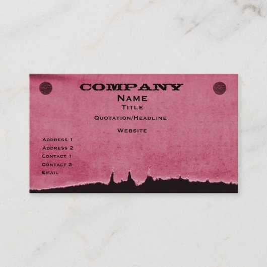 破れた紙名刺，ピンク 名刺 (正面)