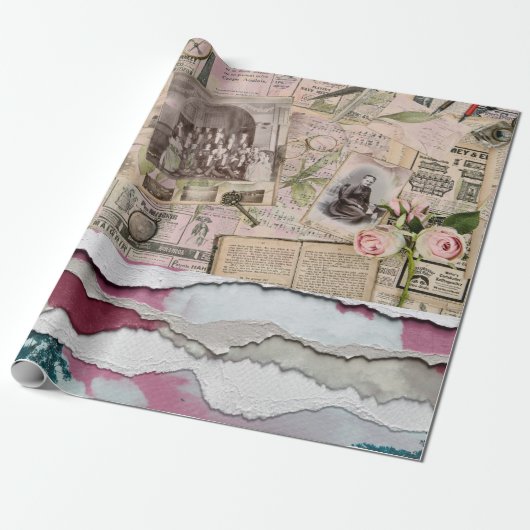 破れた紙新聞 ラッピングペーパー (アンロールド)