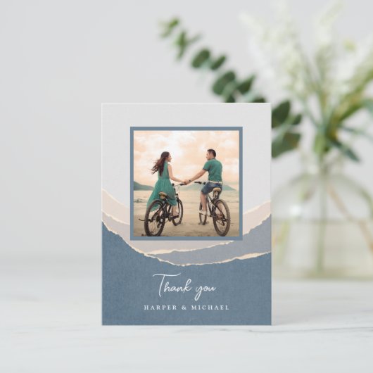 破れた紙結婚の山々の感謝してい写真 ポストカード (スタンド正面)