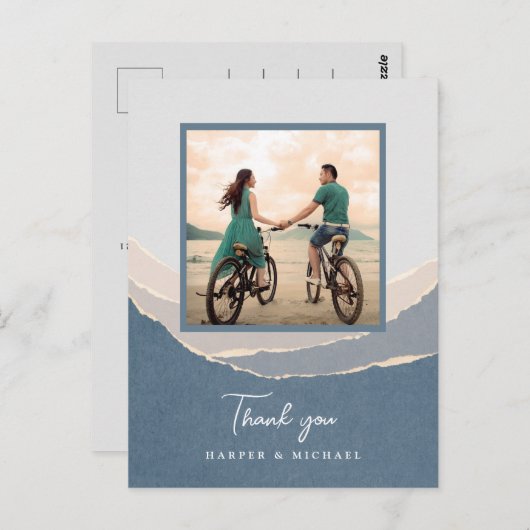 破れた紙結婚の山々の感謝してい写真 ポストカード (正面/裏面)