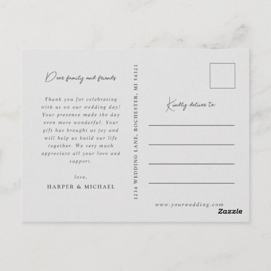 破れた紙結婚の山々の感謝してい写真 ポストカード (裏面)