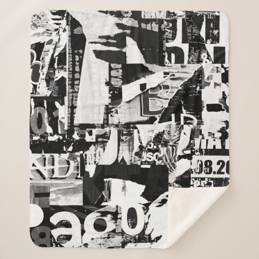 破れた通り広告ポスターが背景をコラージュする シェルパブランケット (正面)