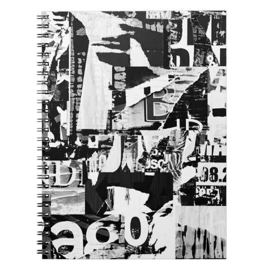 破れた通り広告ポスターのコラージュの背景 ノートブック (正面)