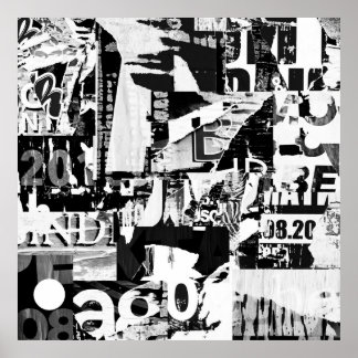 破れた通り広告ポスターのコラージュの背景 ポスター