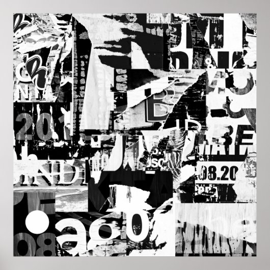 破れた通り広告ポスターのコラージュの背景 ポスター (正面)