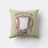 破れた野球装飾用クッション クッション (裏面)