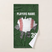 破れた野球 バスタオルセット (ハンドタオル)