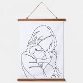 破れない絆 – 母と子のラインアート 吊り下げ型タペストリー (正面)