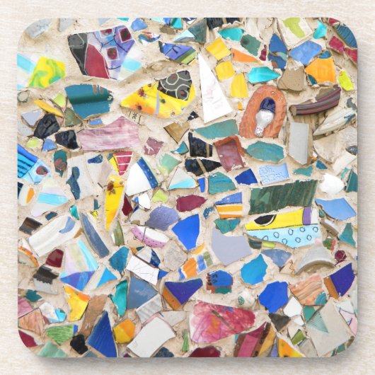 破カラフルれた陶器の壁の写真 コースター (正面)