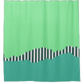 破モダン裂したストライプ緑の層 シャワーカーテン (正面)