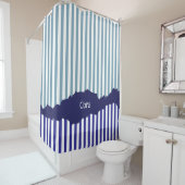 破モダン裂した白ストライプ色の階層名 シャワーカーテン (インサイチュ)