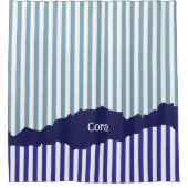 破モダン裂した白ストライプ色の階層名 シャワーカーテン (正面)