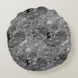 破壊されたスカルと墓の仮想墓地 ラウンドクッション