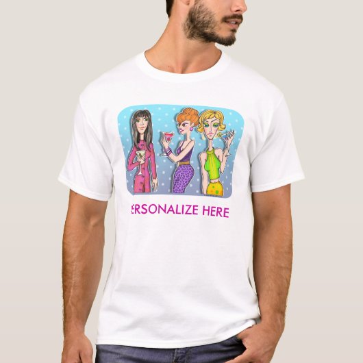 破壊されたティー-マルティーニの3人の花型女性歌手 Tシャツ (正面)