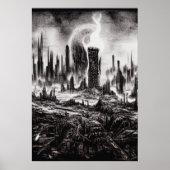 破壊された都市の恐怖 | AIアートポスター ポスター (正面)