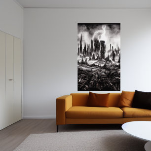 破壊された都市の恐怖   AIアートポスター ポスター