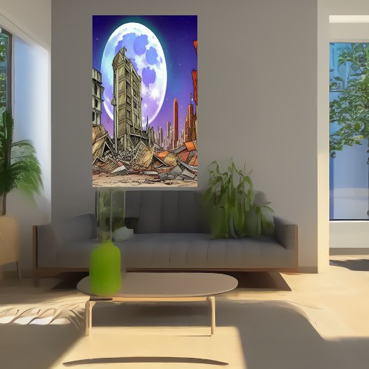 破壊された都市 | AIアートポスター ポスター