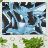 破壊された青と黒のスクラップまたはリボン キッチンタオル (折り畳み)