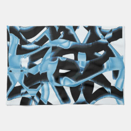 破壊された青と黒のスクラップまたはリボン キッチンタオル