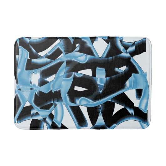 破壊された青と黒のスクラップまたはリボン バスマット (正面)