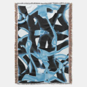 破壊される青と黒のスクラップまたはリボン スローブランケット (正面縦)