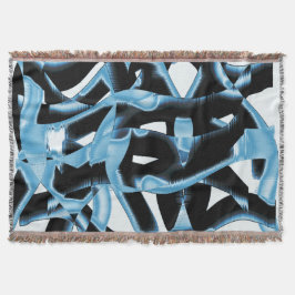 破壊される青と黒のスクラップまたはリボン スローブランケット