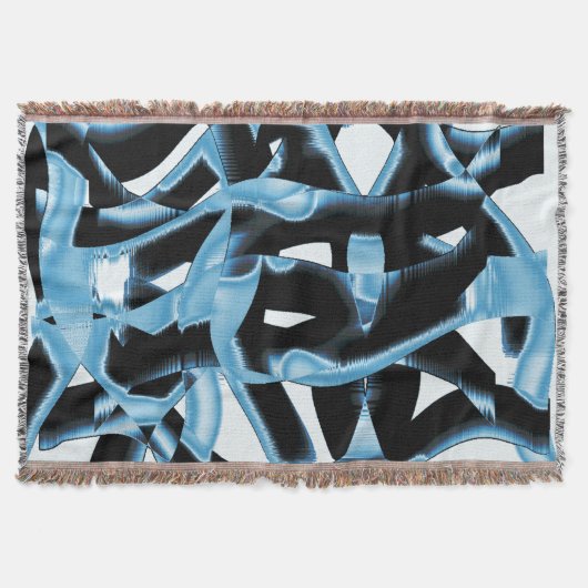 破壊される青と黒のスクラップまたはリボン スローブランケット (正面)