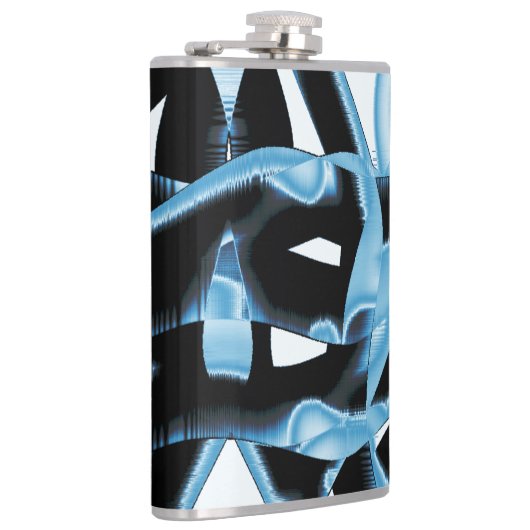 破壊される青と黒のスクラップまたはリボン フラスク (右)