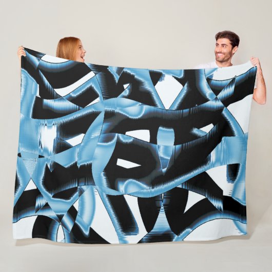 破壊される青と黒のスクラップまたはリボン フリースブランケット (インサイチュ)