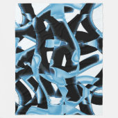 破壊される青と黒のスクラップまたはリボン フリースブランケット (正面)