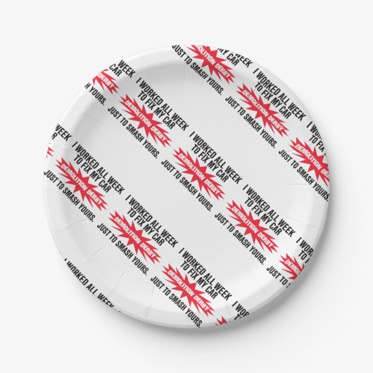 破壊のダービーの粉砕あなたの車 ペーパープレート (正面)