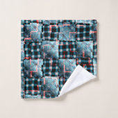 破壊モザイクにさらされた湾曲チェスの正方形 バスタオルセット (ウォッシュタオル)