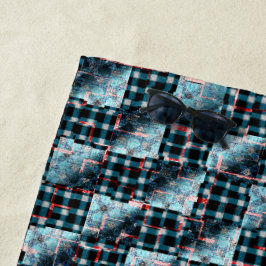 破壊モザイクにさらされた湾曲チェスの正方形 ビーチタオル